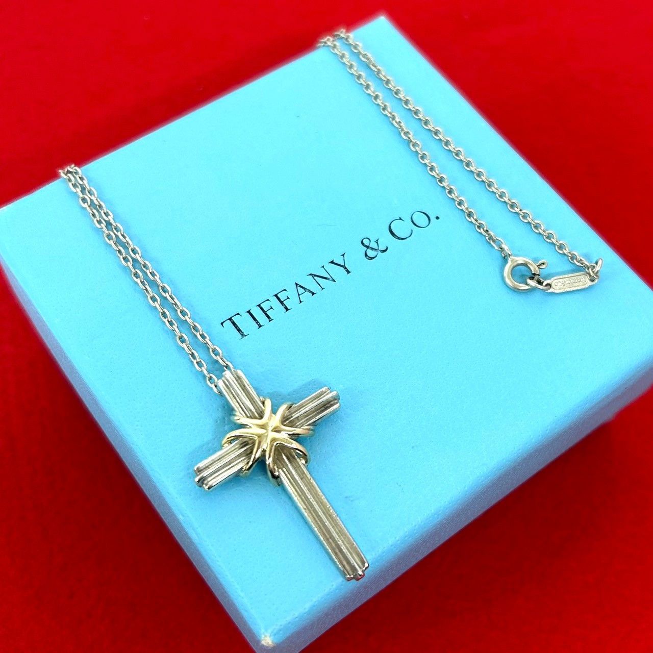極 美品 TIFFANY&Co. ティファニー ヴィンテージ シグネチャー クロス