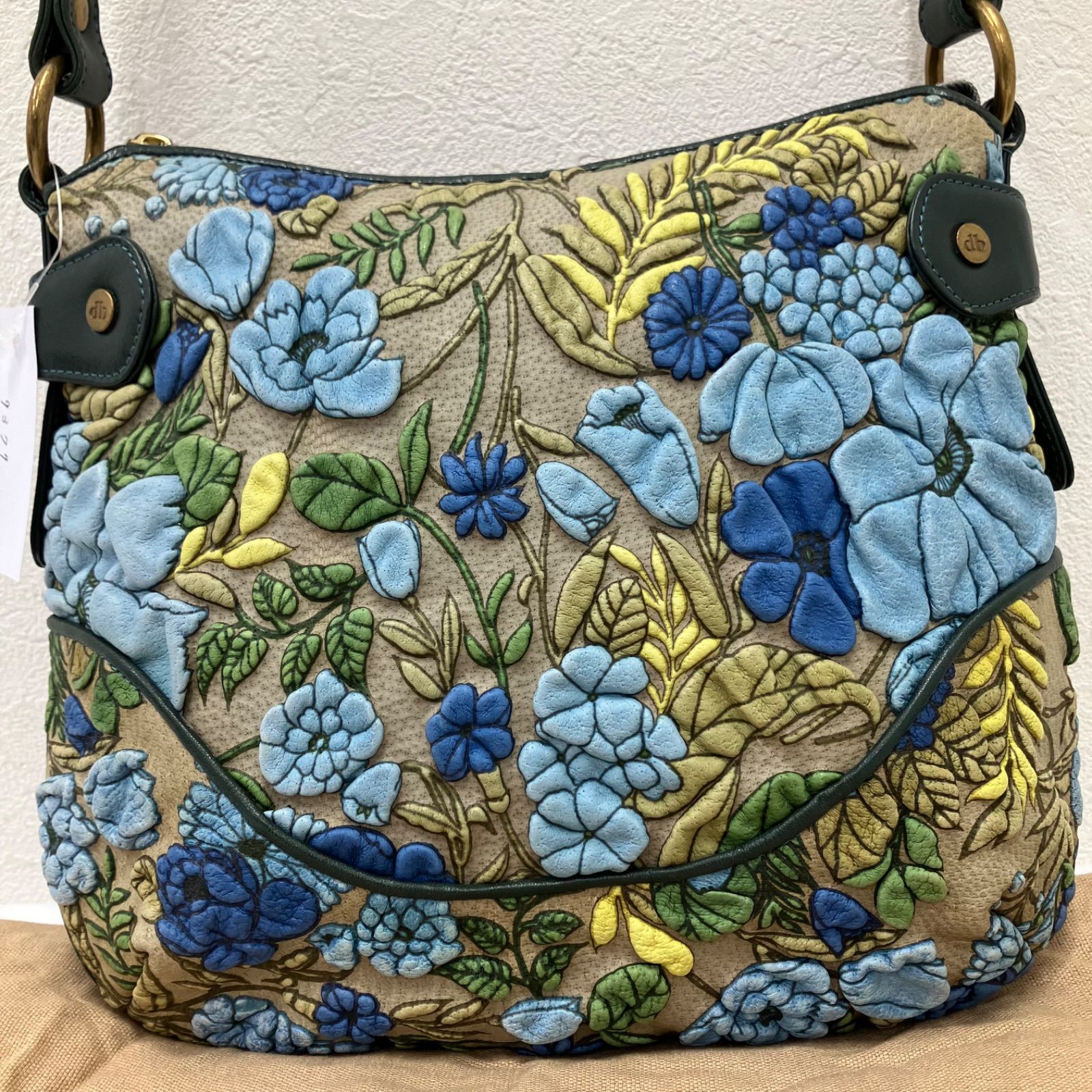 decobranche デコブランシェ 京香 革 ハンドバッグ ブルー 花 9379 【美品】 decobranche デコブランシェ KYOUKA 京香 キョウカ