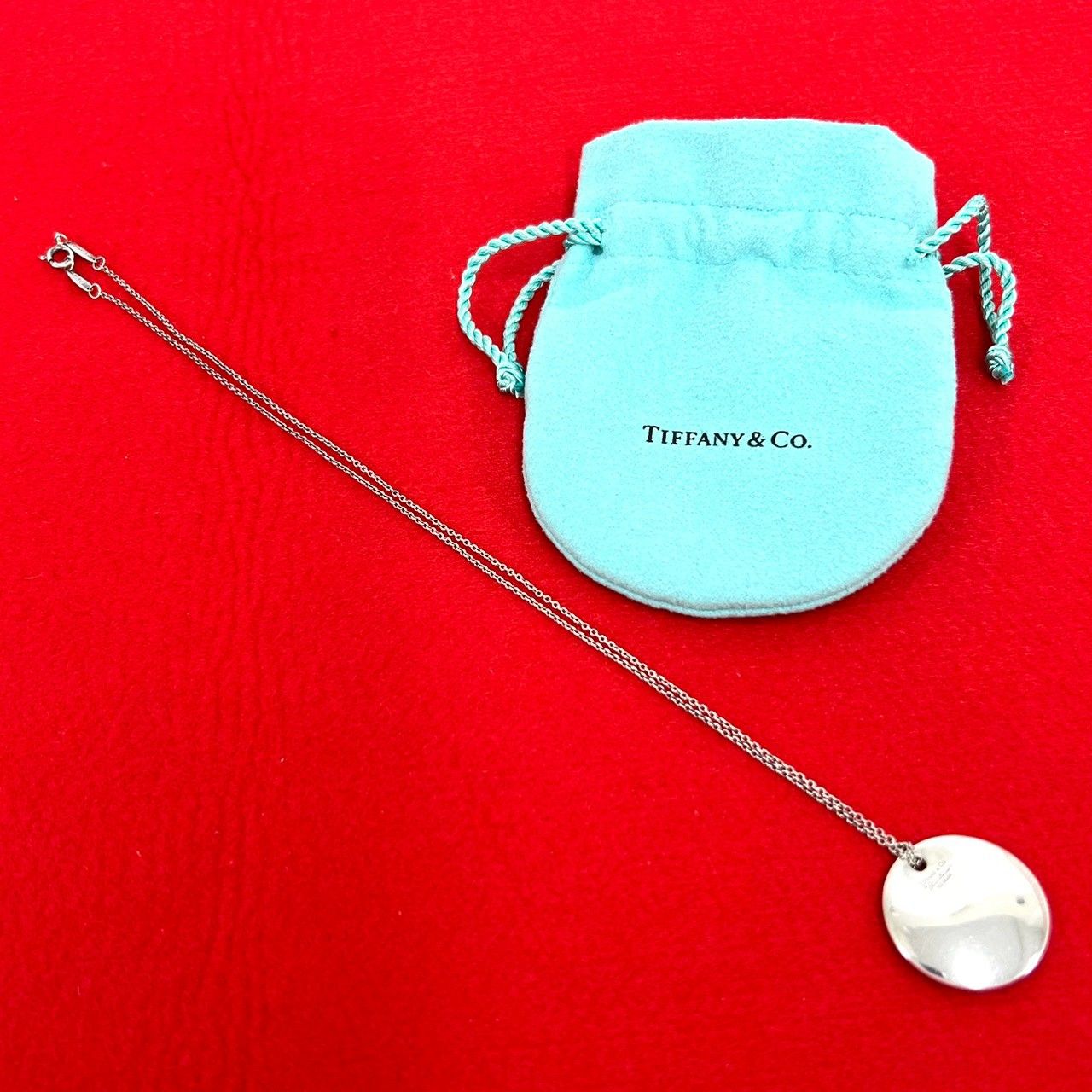 【美品】ティファニー　ラウンドプレート　シルバー925　 12g　ネックレス 極 美品 袋付き TIFFANY&Co. ティファニー ヴィンテージ ラウンド