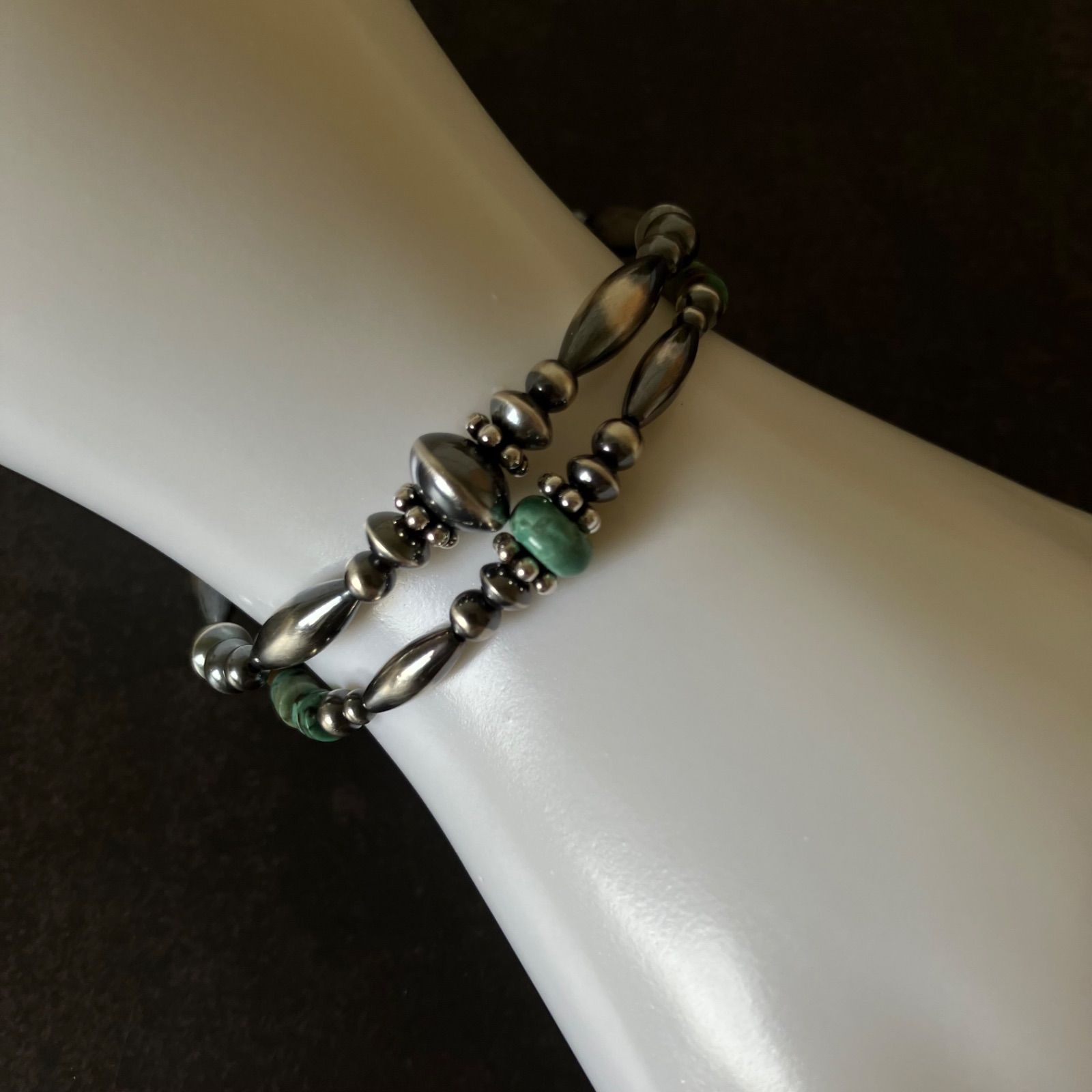 silver925 ナバホパール×アフリカンターコイズ×パイライト×1粒天然