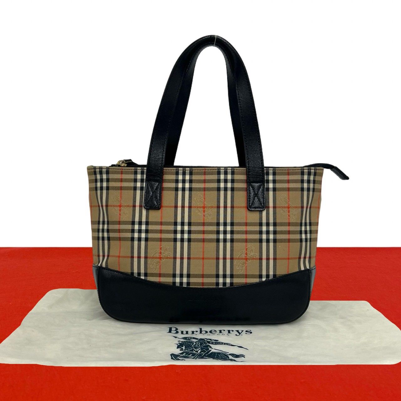 極 美品 袋付 Burberrys バーバリーズ ロゴ ノバチェック 柄