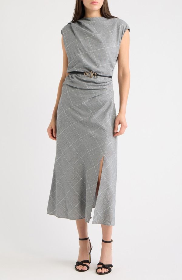 サムエデルマン レディース トップス ワンピース ミディ Sam Edelman Taylor Belted Midi Dress GREY グレー