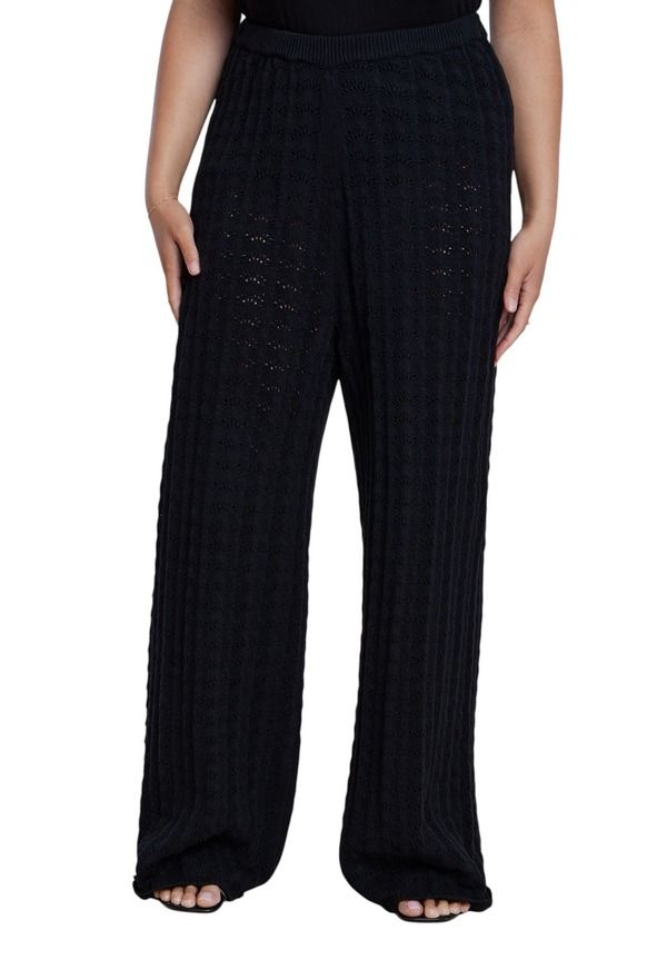 エロクイ レディース ボトムス カジュアルパンツ プラスサイズ セーター ELOQUII Pointelle Stitch Sweater Pant Plus BLACK ONYX ブラック 22,960円