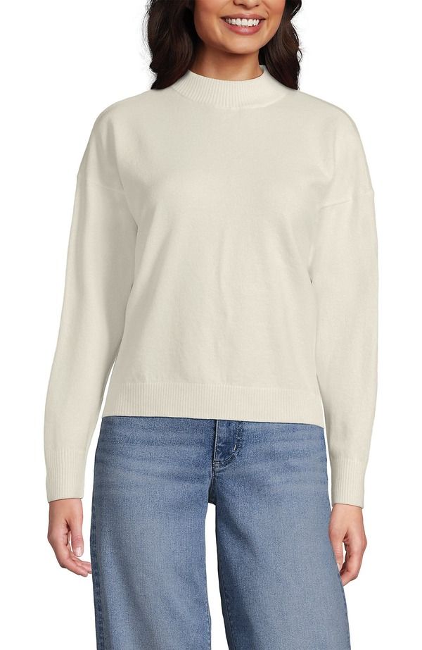 ランズエンド レディース アウター パーカー・スウェット モックネック ドロップショルダー セーター Lands End CashTouch Drop Shoulder Mock Neck Sweat