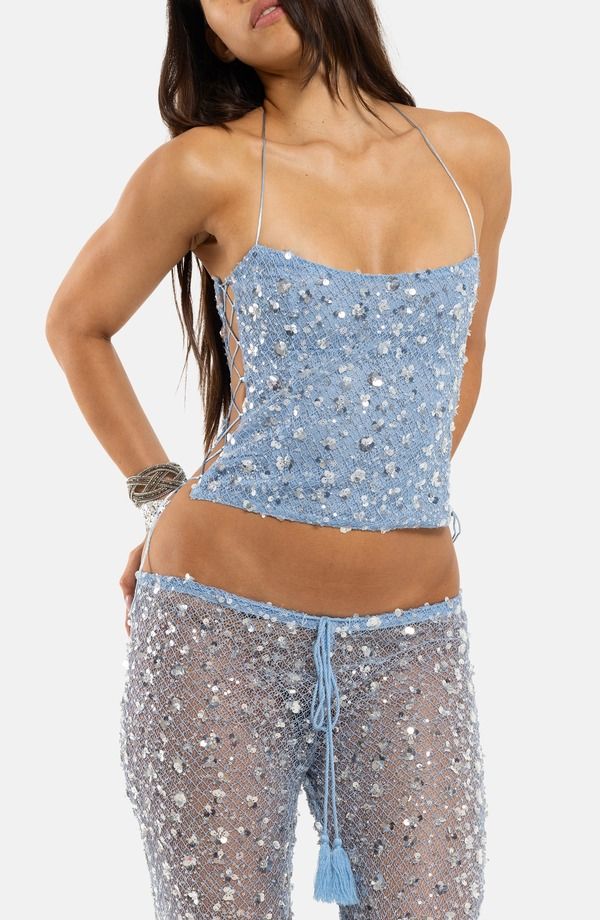 ジェーデッド レディース トップス シャツ スパンコール レース JADED LONDON Sequin Lace Corsetop TURQUOISE ターコイズ 34,320円
