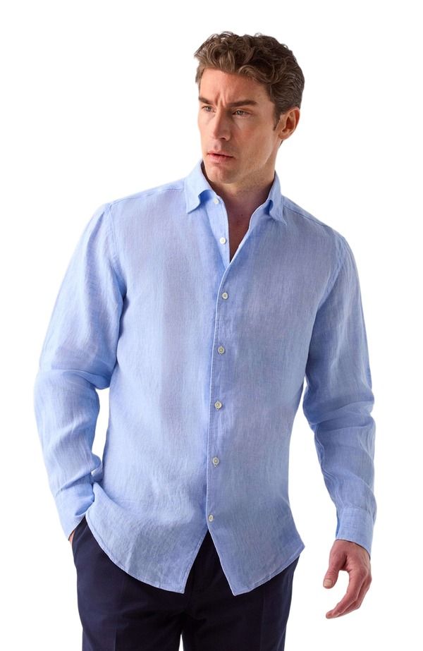 ロバート タルボット メンズ トップス シャツ リネン Robertalbott Morgan Linen Shirt Light Blue ブルー