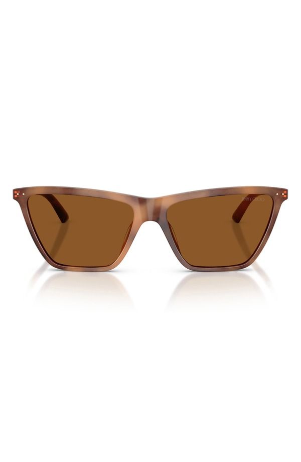 ジミーチュー レディース アクセサリー サングラス・アイウェア Jimmy Choo 56mm Cat Eye Sunglasses TAN HAVANA DARK BROWN ブラウン