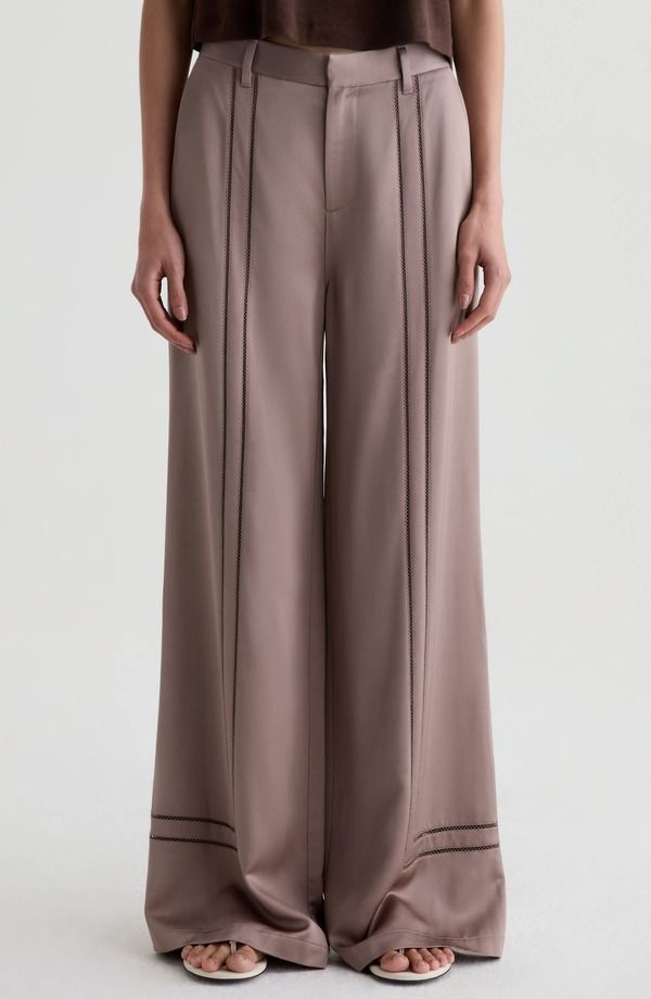 エージー レディース ボトムス レギンス ワイドレッグ ハイウエスト パンツ サテン AG Sarahigh Waist Wide Leg Satin Pants CORK 58,080円