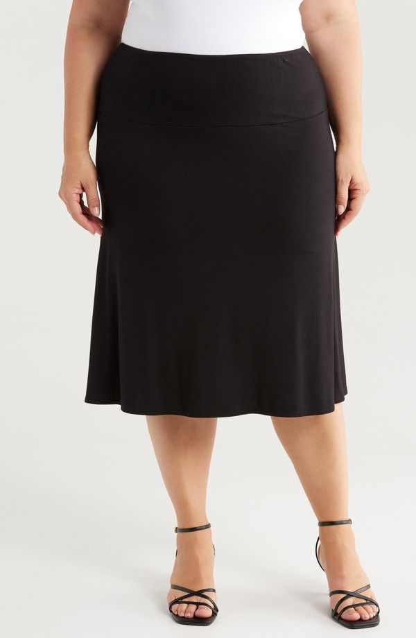 24 セブンコンフォート レディース ボトムスカート A ライン プラスサイズ 24seven Comfort Apparel ALine Skirt Plus BLACK ブラック