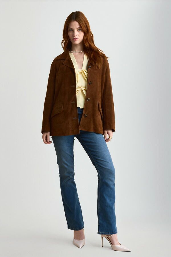 ファーニック UK レディース アウター ジャケット・ブルゾン シャツ スエード FURNIQ UK Dahlia Suede Shirt Jacket Brown ブラウン