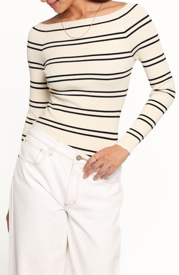 ペタルアンドパップ レディース アウター パーカー・スウェット ニット Petal Pupresley Bateau Necknitop CREAM BLACK STRIPE クリーム 15,194円