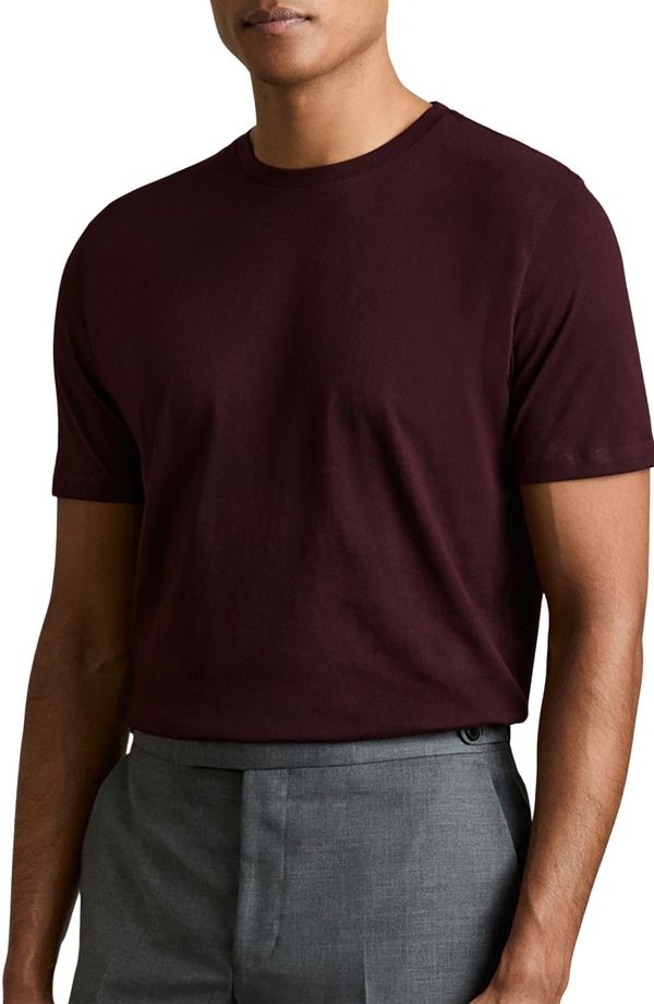 レイス メンズ トップス Tシャツ コットン Reiss Bless Tailo red Fit Cotton TShirt BORDEAUX