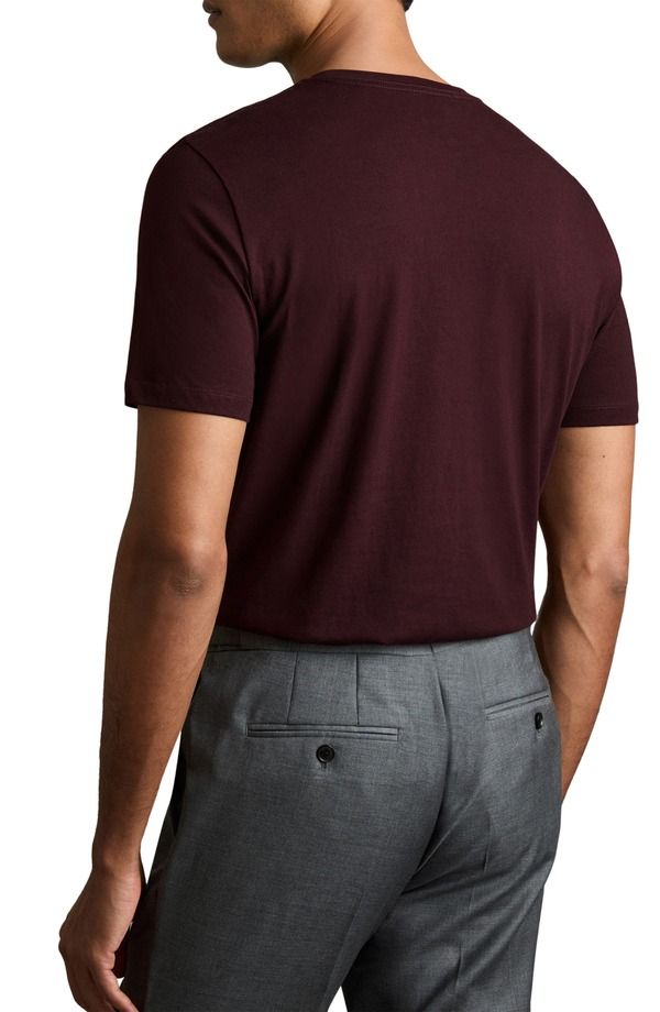 レイス メンズ トップス Tシャツ コットン Reiss Bless Tailo red Fit Cotton TShirt BORDEAUX