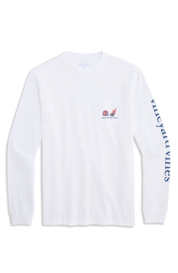 ヴァインヤードヴァインズ メンズ トップス Tシャツ グラフィック vineyard vines Football Field Whale Graphic Long Sleeve TShirt WHI