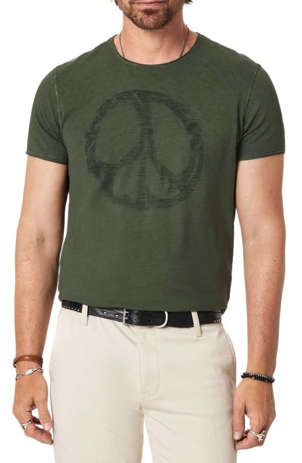 ジョンバルベイトス メンズ トップス Tシャツ クルーネック John Varvatos Peace Makeraw Edge Crewneck TShirt MOSS