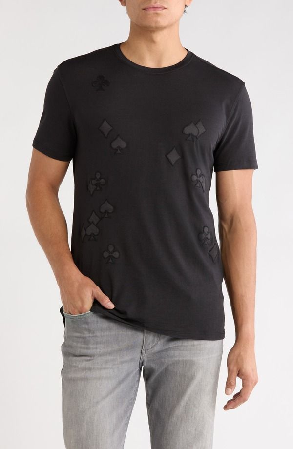 ジョンバルベイトス メンズ トップス Tシャツ コットン John Varvatosuits Appliqu Organicotton TShirt BLACK ブラック