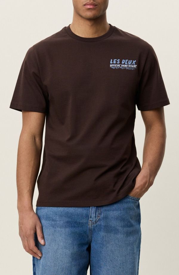 レ ドゥ メンズ トップス Tシャツ グラフィック Les Deux Record Graphic Tshirt MOL BROWN ブラウン