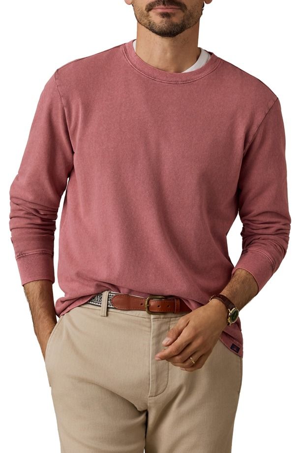 ファレティ メンズ トップス Tシャツ パイル コットン Faherty Organicotton Blend French Terry Long Sleeve TShirt SUNSET RED レ