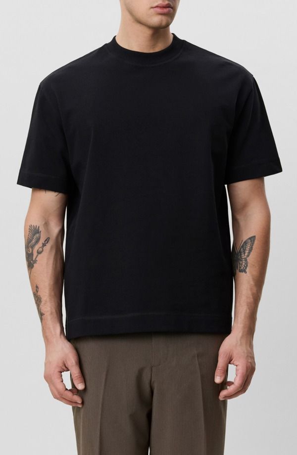 レ ドゥ メンズ トップス Tシャツ Les Deux HeavyweightShirt BLACK ブラック