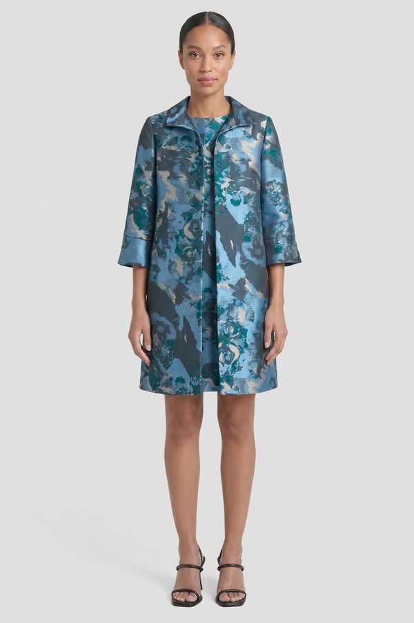 ミンウォン レディース アウター ジャケット・ブルゾン Ming Wang Abstract Jacquard Woven Topper Deep Teal ティール