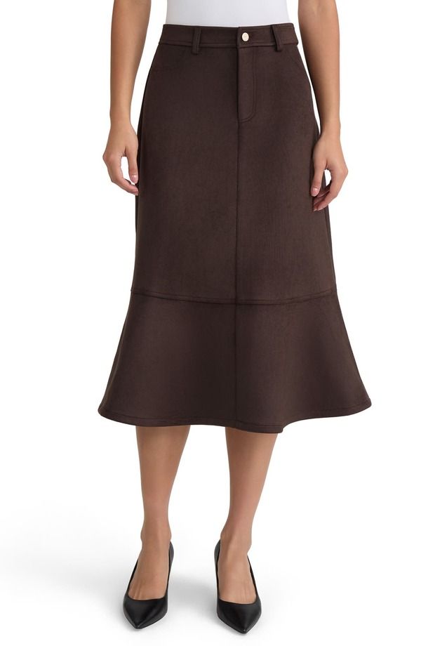 ジョーンズニューヨーク レディース ボトムスカート ミディ スエード Jones New York Faux Suede Flare Midi Skirt COFFEE BEAN コーヒー 19,330円