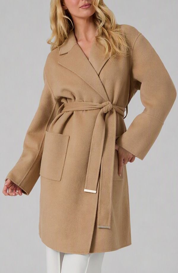 ゲス レディース アウター ジャケット・ブルゾン ウール コート GUESS Rosa Belted Wool Blend Coat DARK BEIGE ベージュ 43,080円
