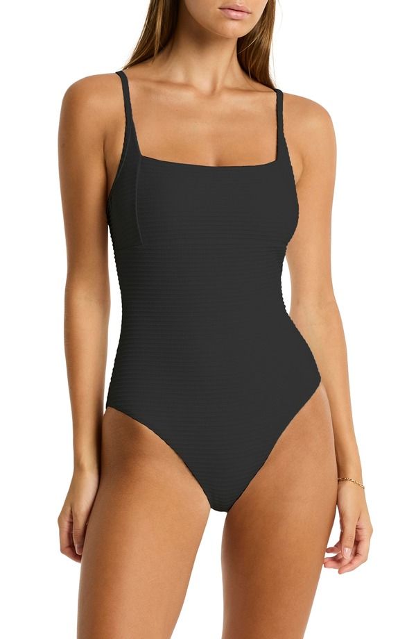 シーレベル レディース トップス ワンピース Sea Level Spinnaker Textu red Rib OnePiece Swimsuit BLACK ブラック