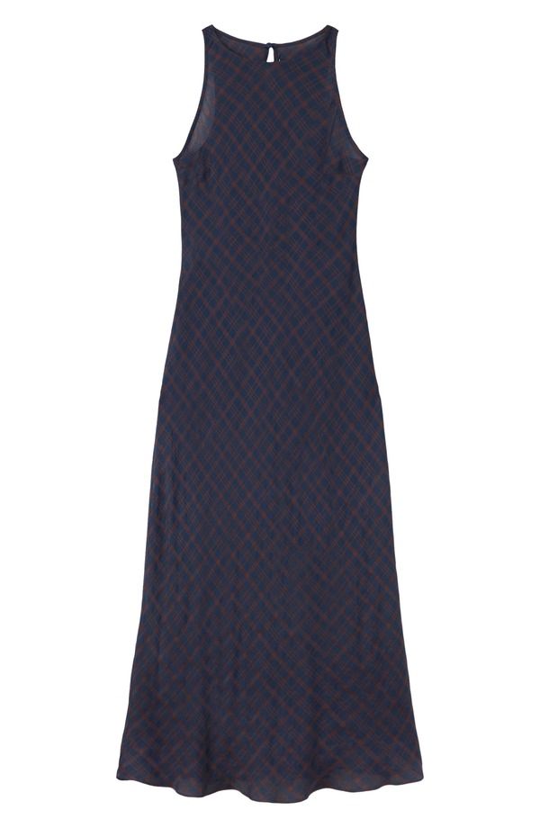 マンゴ レディース トップス ワンピース プリント ミディ MANGO Mimmi Check Print Midi Dress BLUE ブルー