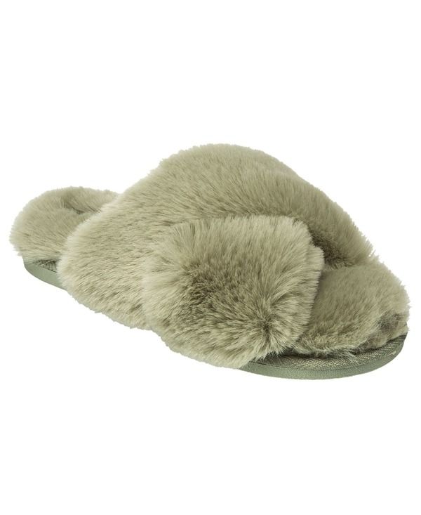 ナインウェスト レディース シューズ サンダル Nine West XBand Faux Fur Slipper Women Olive オリーブ