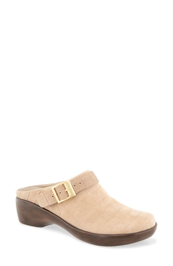 ムンロー レディース シューズ サンダル レザー Munro Clarice Leather Clog Women TAN CROCO SUEDE タン
