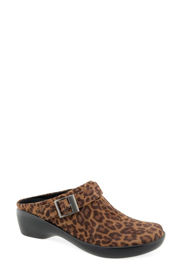 ムンロー レディース シューズ サンダル レザー Munro Clarice Leather Clog Women LEOPARD SUEDE アニマル