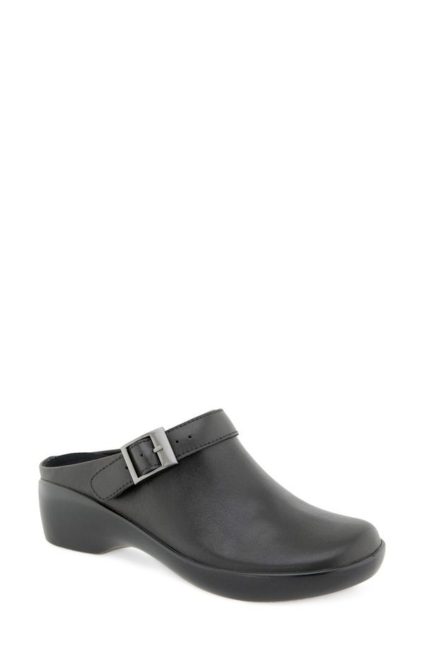 ムンロー レディース シューズ サンダル レザー Munro Clarice Leather Clog Women BLACK LEATHER ブラック