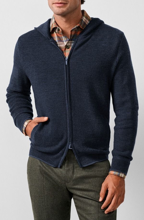 デイビッドドナヒュー メンズ アウター パーカー・スウェット ウール Davidonahue Destination Merino Wool Hoodie NAVY ネイビー