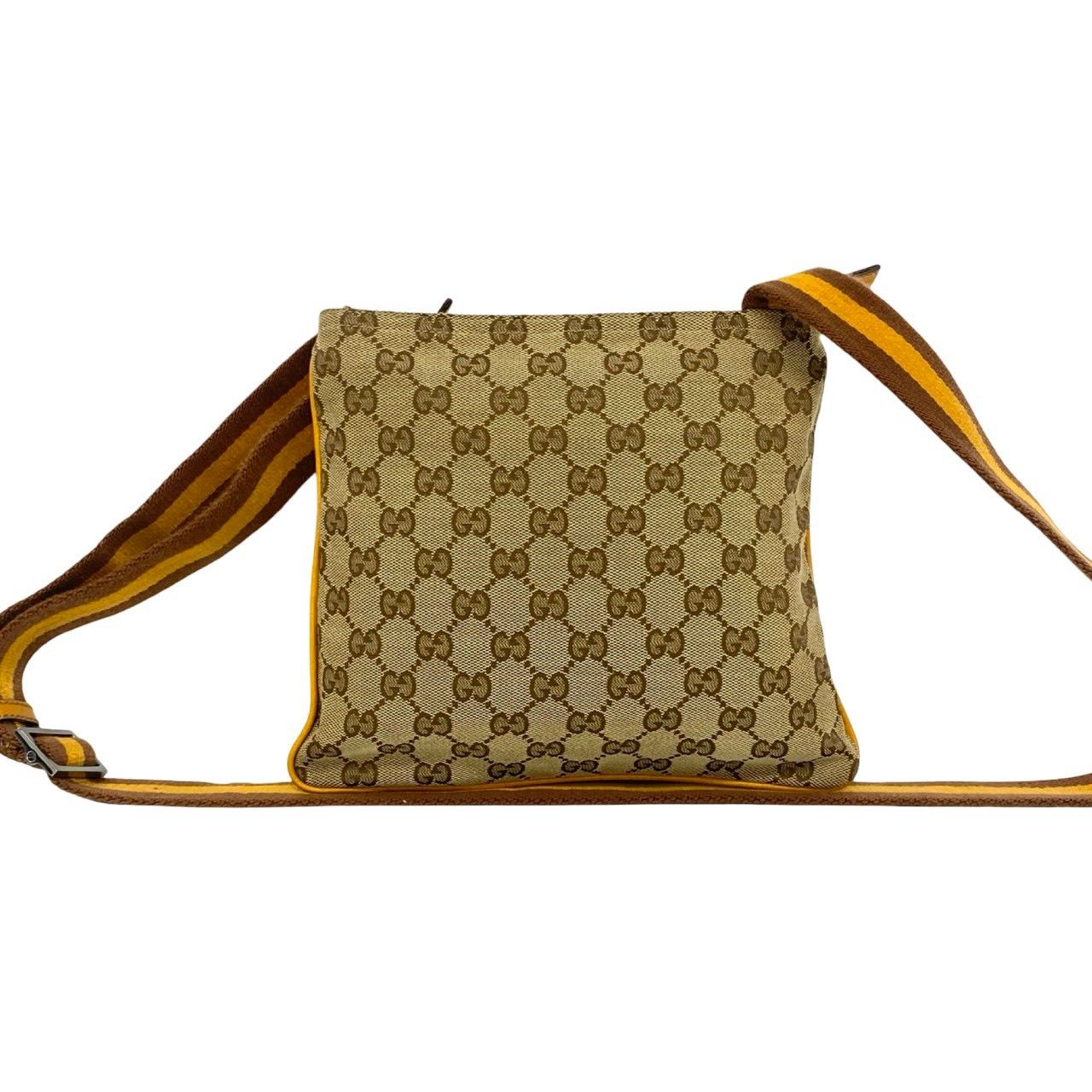 極 美品 GUCCI グッチ GG 柄 キャンバス レザー 本革 ショルダーバッグ