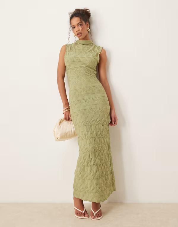 ヴィラ レディース トップス ワンピース マキシワンピース ジャージー マキシ VILA textured jersey maxi dress in sage Sage セージ