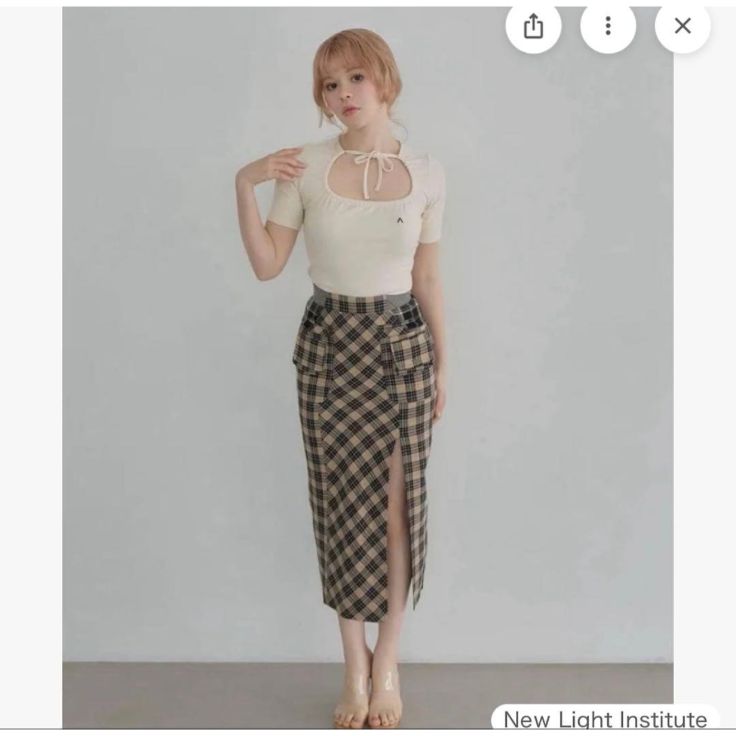 新品　andmary Anna check skirt M ベージュ ANDMARY アンドマリー Anna check long skirt Anna check アンナ