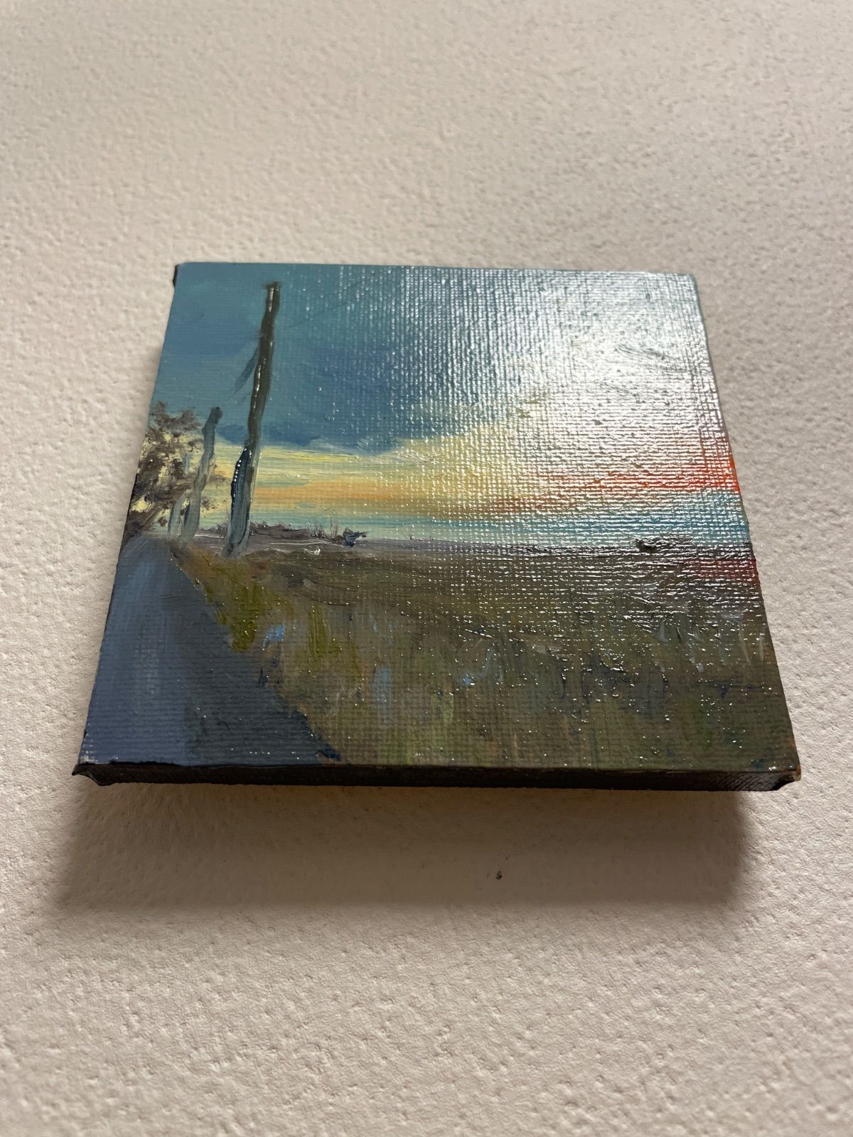 油彩画 「Mesmerizing Sunset」10cm x 10 cm - メルカリ