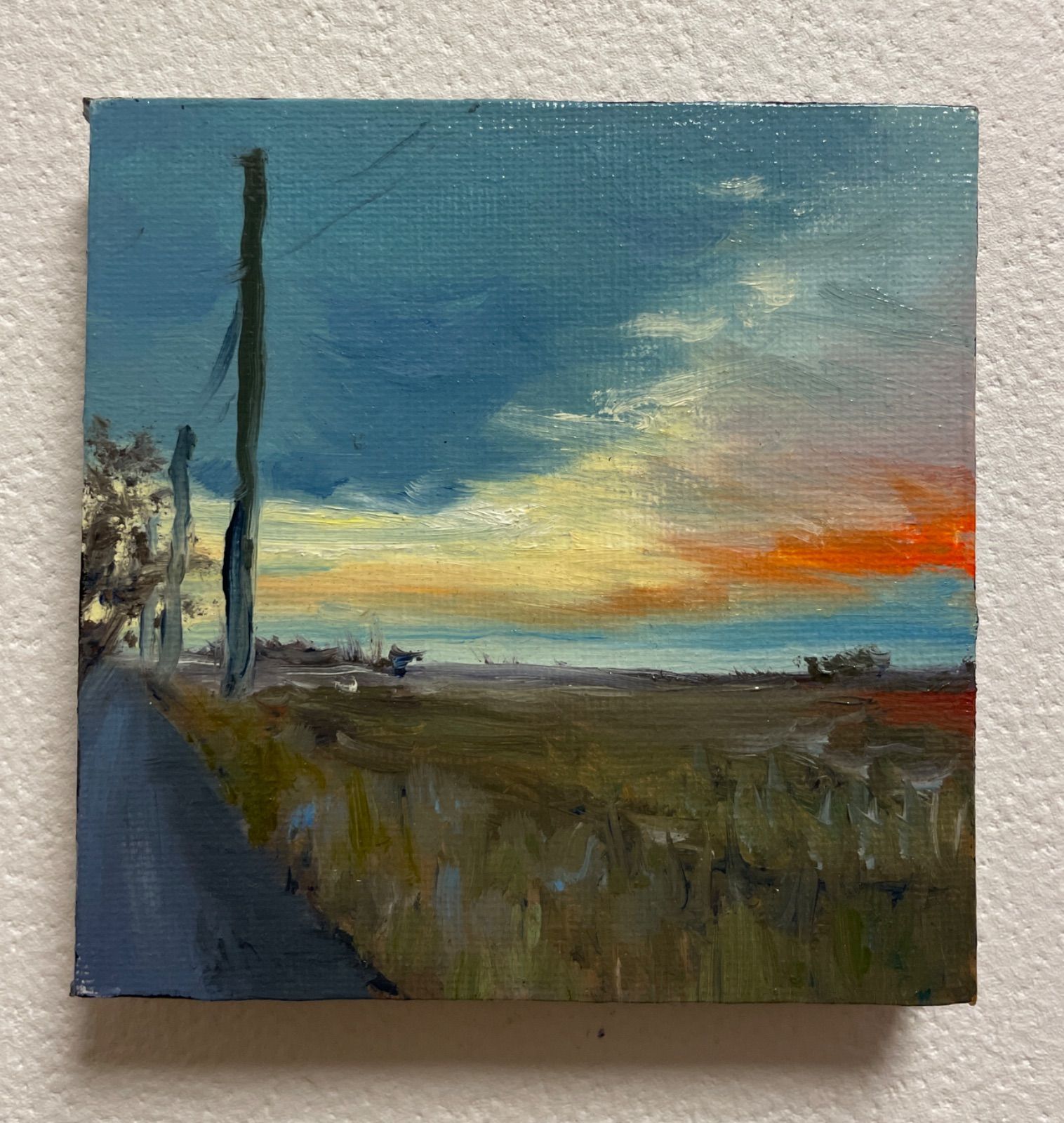 油彩画 「Mesmerizing Sunset」10cm x 10 cm - メルカリ