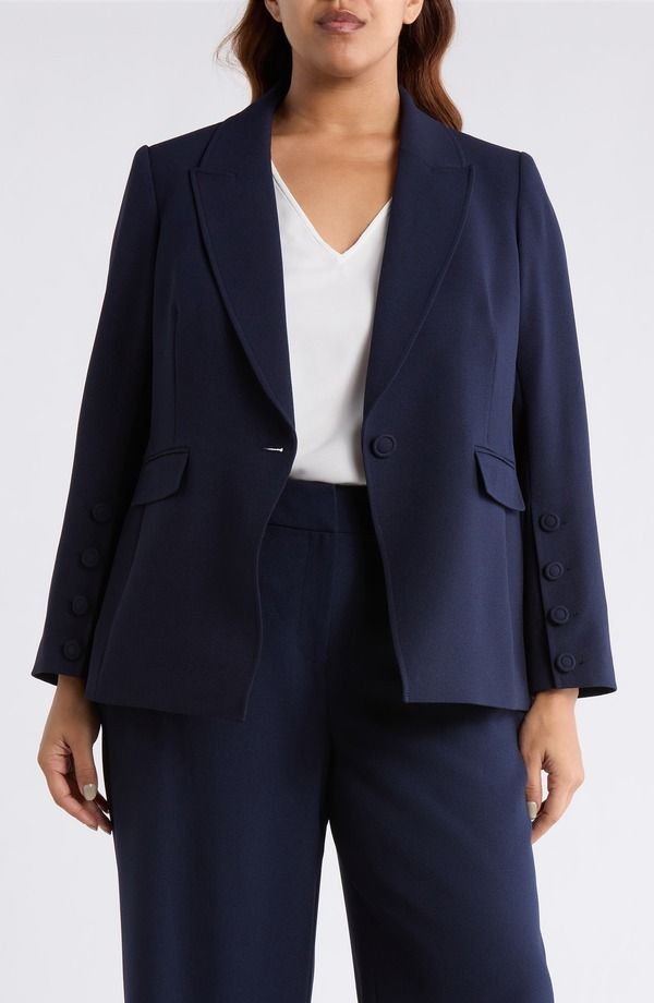 タハリエーエスエル レディース アウター ジャケット・ブルゾン ブレザー Tahari ASL OneButton Blazer Deep Navy ネイビー
