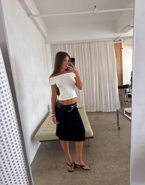 プリンセスポリー レディース ボトムスカート リブ ミディ コットン Princess Polly Baseline cotton rich ribbed midi skirt Black ブラック