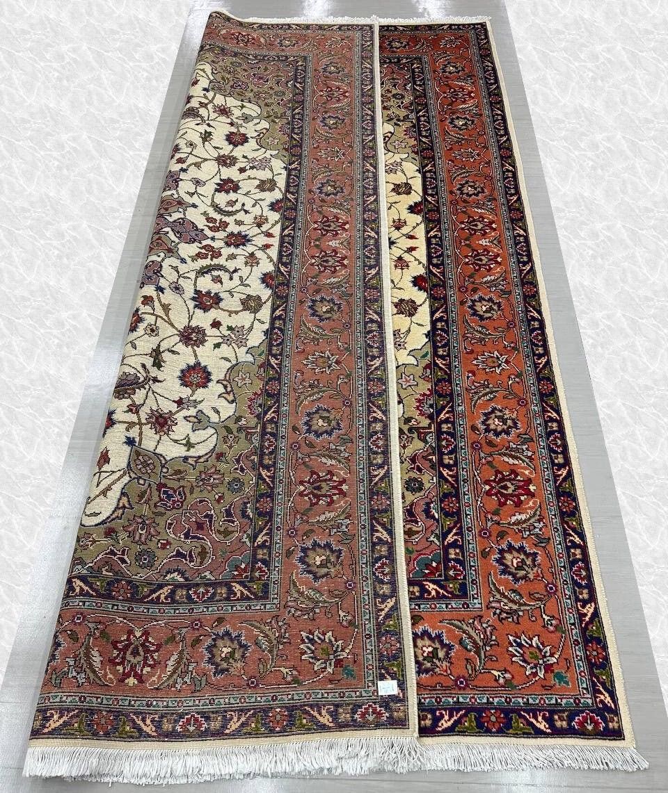 ペルシャ絨毯 タブリーズ産 ウール 手織り カーペット 293×205cm 美品