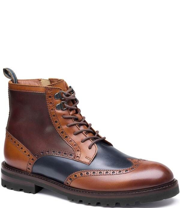 ジョンストンアンドマーフィー メンズ シューズ ウィングチップ ブーツ Johnston Murphy Mens Britton TriColor Wingtip Boots TanNavyBurgu