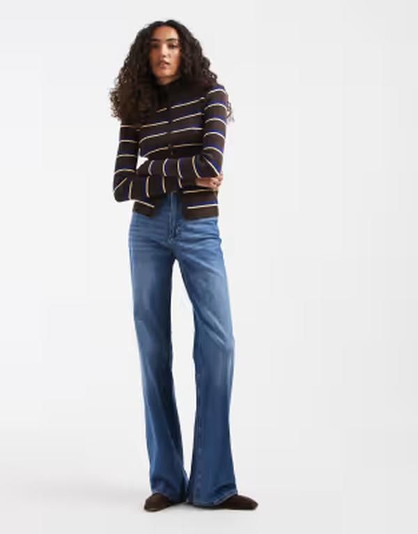 ベロモーダ レディース ボトムス デニムパンツ ワイドレッグ ジーンズ Vero Moda Tall Tessa high waisted wide leg jeans in washed mid M