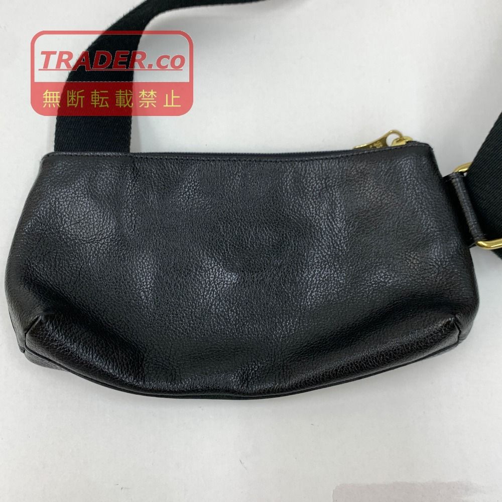 ILBISONTE イルビゾンテ　ショルダーバッグ　レザー　黒 04w7868▽※【中古】IL BISONTE イルビゾンテ ショルダーバッグ レザー