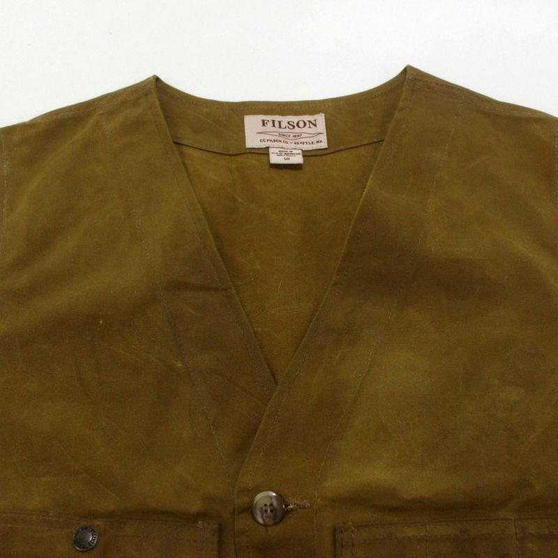 00s USA製 FILSON オイルド コットン ベスト メンズ 表記50サイズ