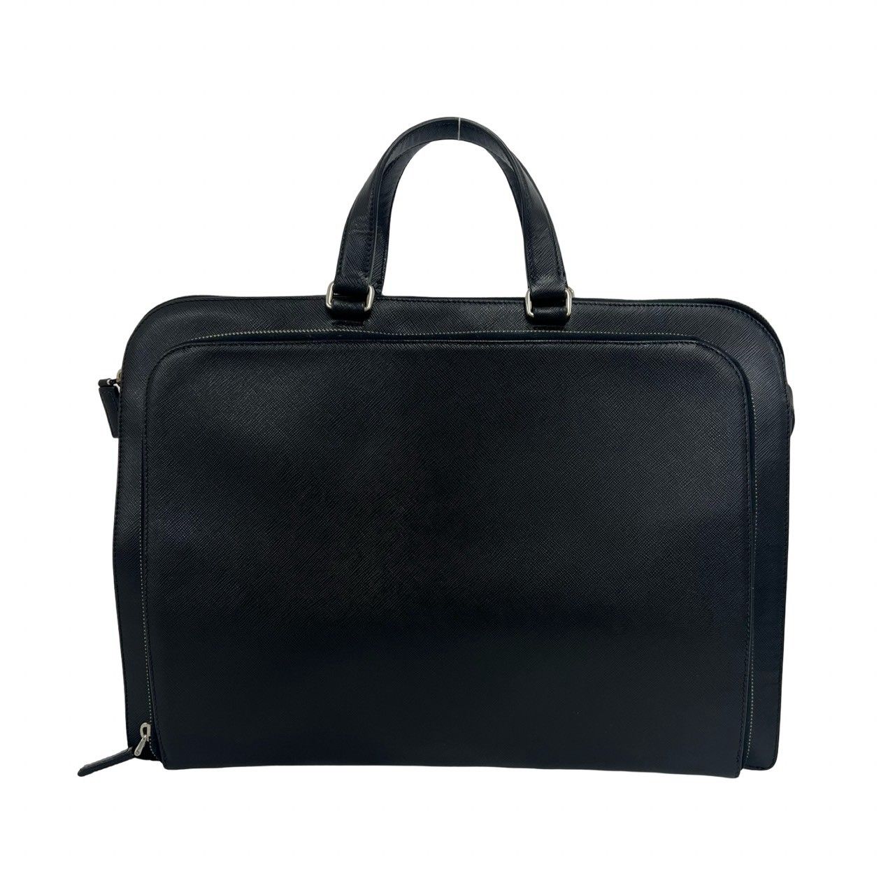 極 美品 袋付き PRADA プラダ 三角ロゴ 金具 サフィアーノ レザー 本革