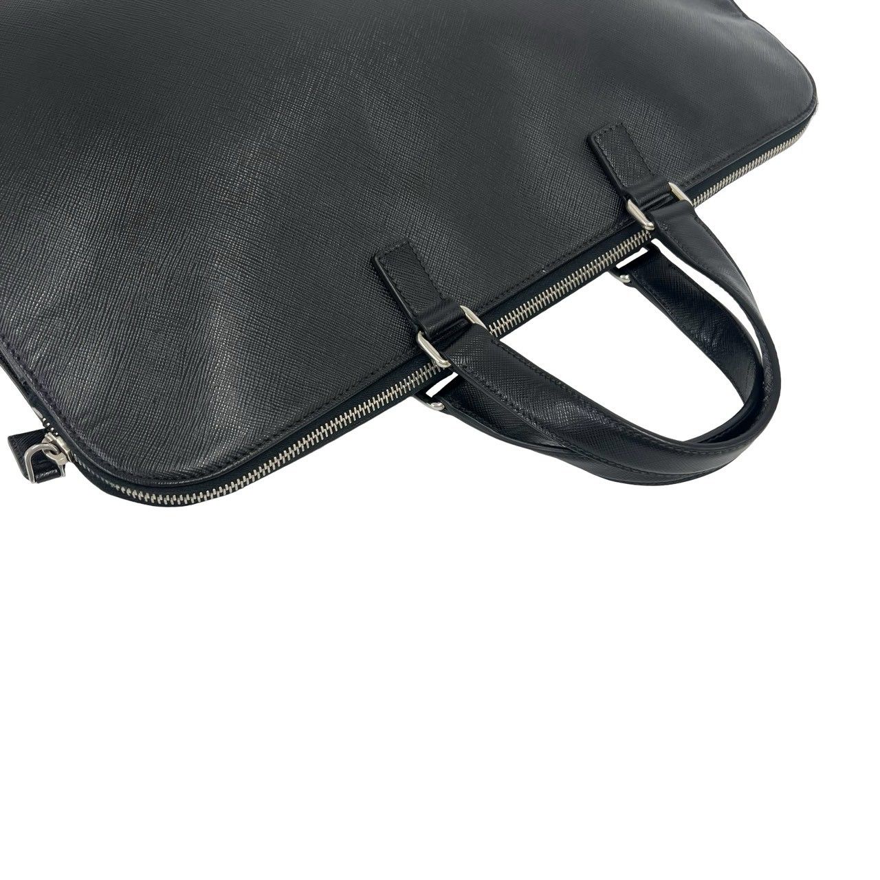 極 美品 袋付き PRADA プラダ 三角ロゴ 金具 サフィアーノ レザー 本革