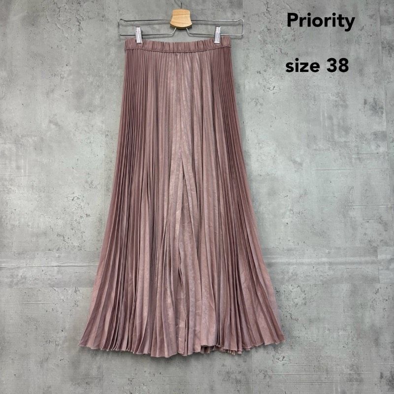 priority プライオリティ プリーツガウチョパンツ 38 M ピンク くすみ