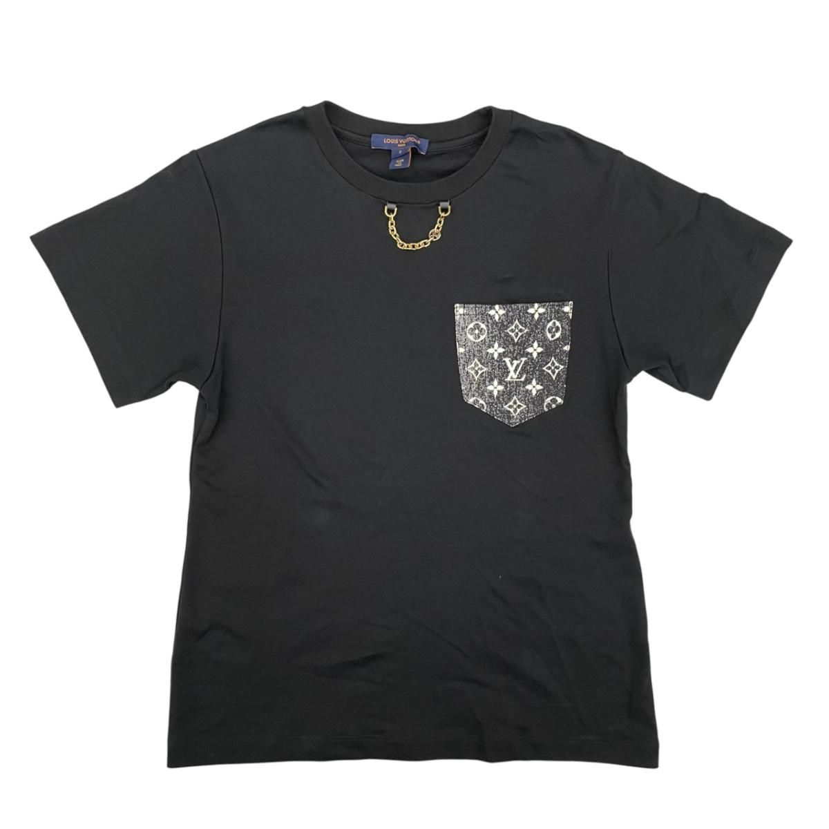 ☆ルイヴィトン 23AW モノグラムポケット半袖Tシャツ 半袖カットソー モノグラム RW231A UOL FOTS97 Sサイズ ブラック コットン LOUIS VUITTON
