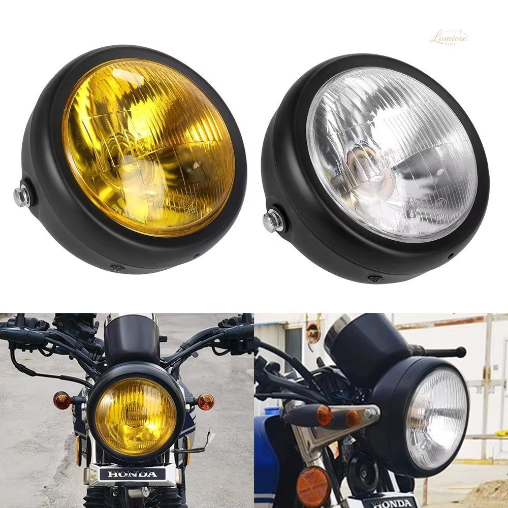 レトロレンズ オートバイ丸型カスタムフロントヘッドライト CG125 GN125